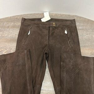 NWT J.Crew Women’s Goat Suede Flare Leg Pants- Brown Size 8 City Fit